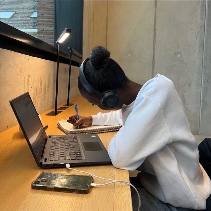 woman studying